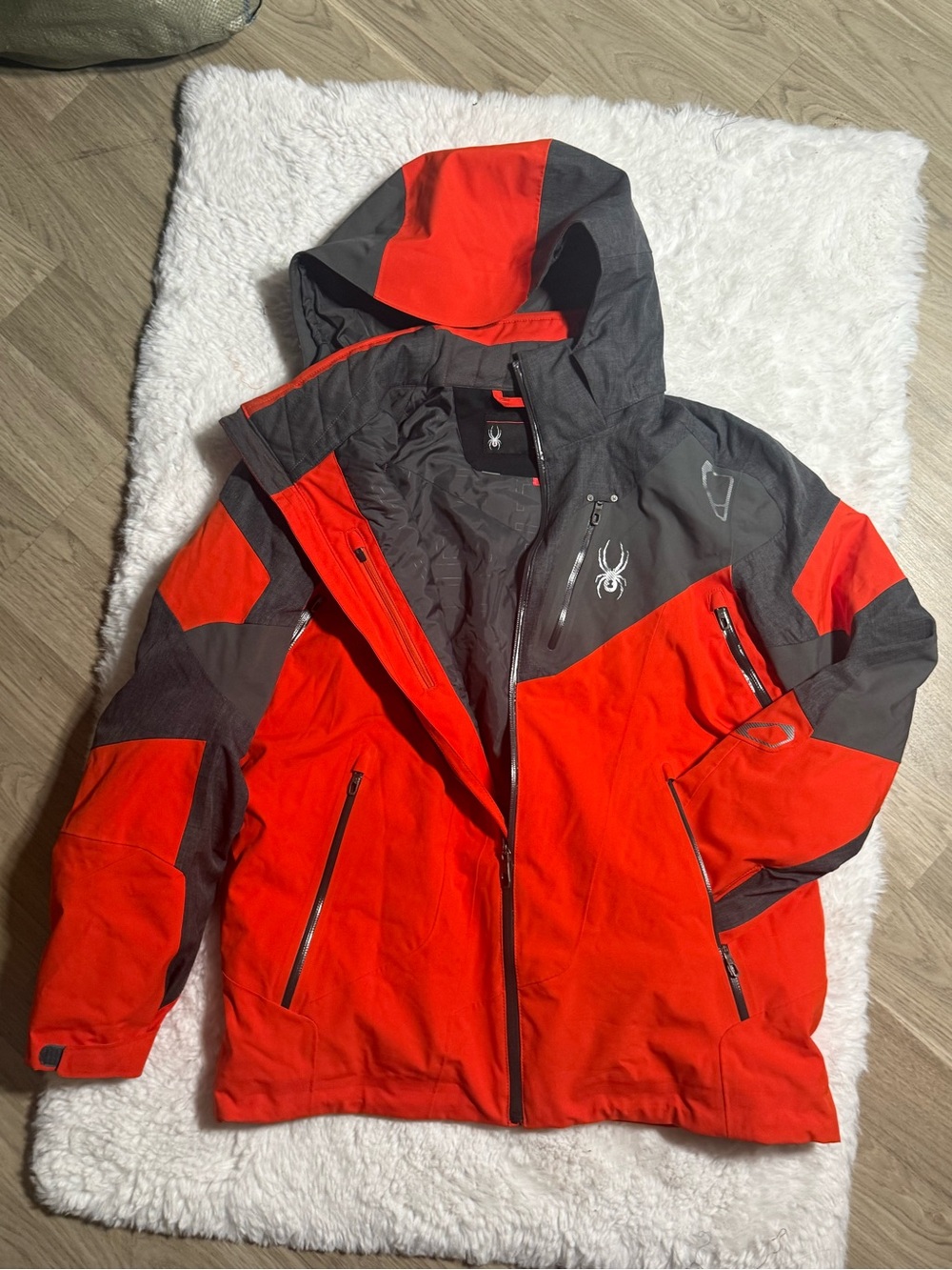 Spyder Kids Red and Gray Ski Jacket with Hood